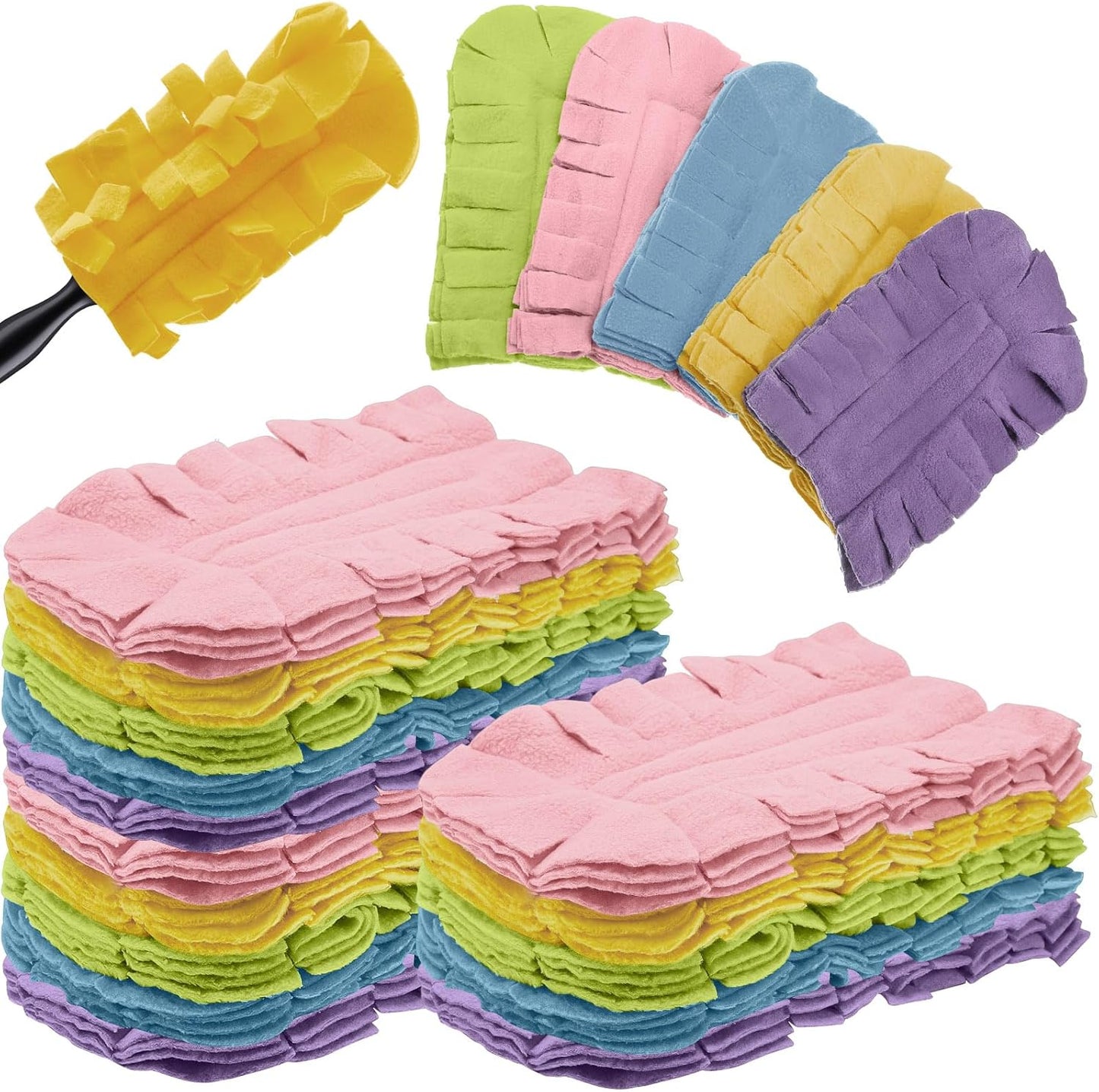 Zubebe 12 Pcs Duster Refill Reusable Fleece Duster Refills Feather Flat Dusters Multi Surface Washable Cleaning Pads Tools for Home, Blinds, Car, Pet, Furniture, Fans (Dark Color)
