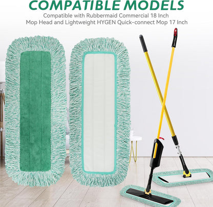 Commercial Products Dust Pad with Fringe for Rubbermaid 18” - 18 Inch Green Microfiber Dust Mop Refills Heavy-Duty Cleaning for Hardwood/Tile/Laminated Floors in Kitchen/Lobby/Office (6 Counts)