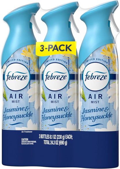 Febreze Air Mist, Air Freshener, Odor Fighting Room Spray, Deodorizer for Home Bathroom Kitchen Office Apartment, Lilac Sunrise, Warm Ocean Breeze, Summer Golden Hour Variety Pack, 8.1oz (Pack of 3)