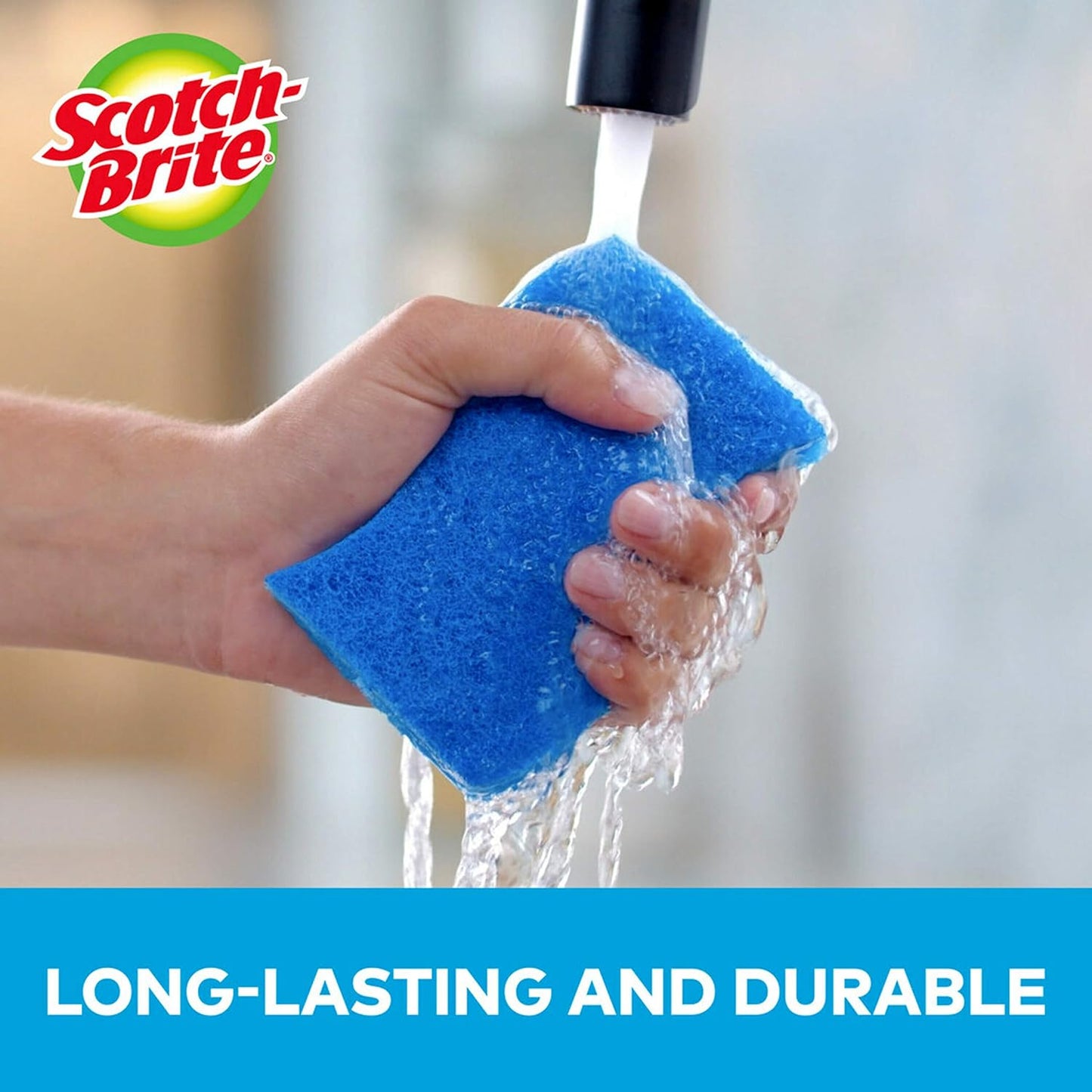 Scotch-Brite Zero Scratch Scrub Sponge, 3 Kitchen Sponges for Cleaning Around the Home, Bathroom & More, Effective + Gentle Dish Scrubber, Best for Nonstick Pots and Pans, Safe on Most Surfaces