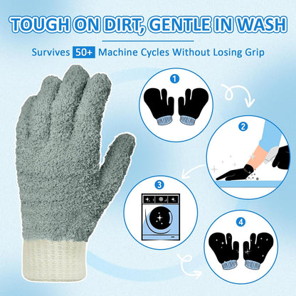 MIG4U Microfiber Dusting Gloves House Cleaning Glove for Blinds, Windows, Shutters, Furniture, and Car, Reusable Lint-Free Pink 1 Pair S/M