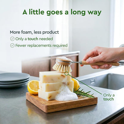 ZeroWastely Natural Dish Soap Bar - Value Pack of 3 Solid Soap Block 16oz - Lemon Scented, Long Lasting, Skin Friendly - Sustainably Made from 100% Organic Ingredients - Plastic Free Dish Soap