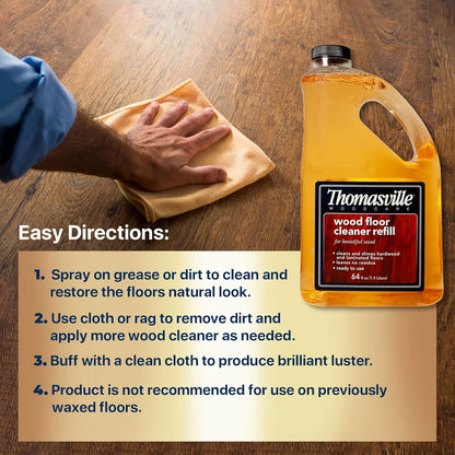 Thomasville WOOD FLOOR CLEANER – Use on Hardwood, Laminated or Faux Finished Floors. Shine Restorer Protector, Surface Cleaner House Cleaning Supplies Home Improvement, Natural Look, Cuts Grease