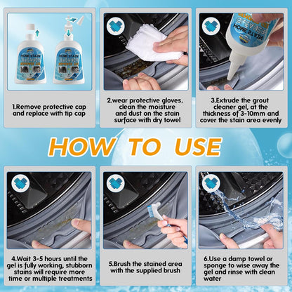 Mold Stain Remover Gel, Washing Machine Cleaner for Front Loader Washer Gasket Rubber Seal Home Stain Removal Gel for Grout, Caulk, Refrigerator, Shower, Bathtub, Bathroom Cleaning Solution (5 Fl Oz)