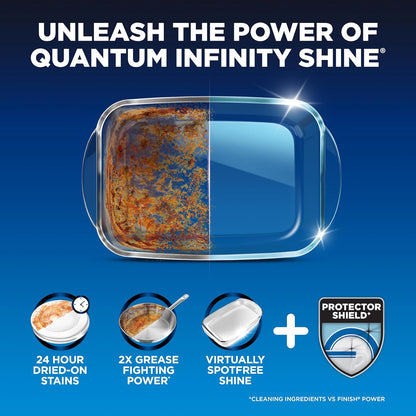Finish Quantum Dishwasher Pods, No Pre-Rinse Dishwasher Detergent Soap Removes 24HR Dried-On Stain and Grease, Leaving a Virtually Spotless Shine, 82 Count
