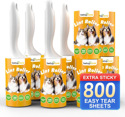 Extra Sticky Lint Roller for Pet Hair, 600 Sheets with 2 Reinforced Handles, Heavy Duty Lint Roller for Clothes, Couch, Furniture & Car