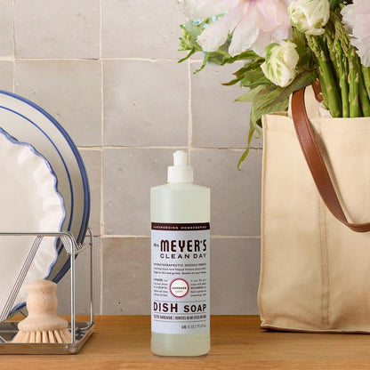 MRS. MEYER'S CLEAN DAY Liquid Dish Soap, Cruelty Free Formula, Lavender Scent, 16 oz
