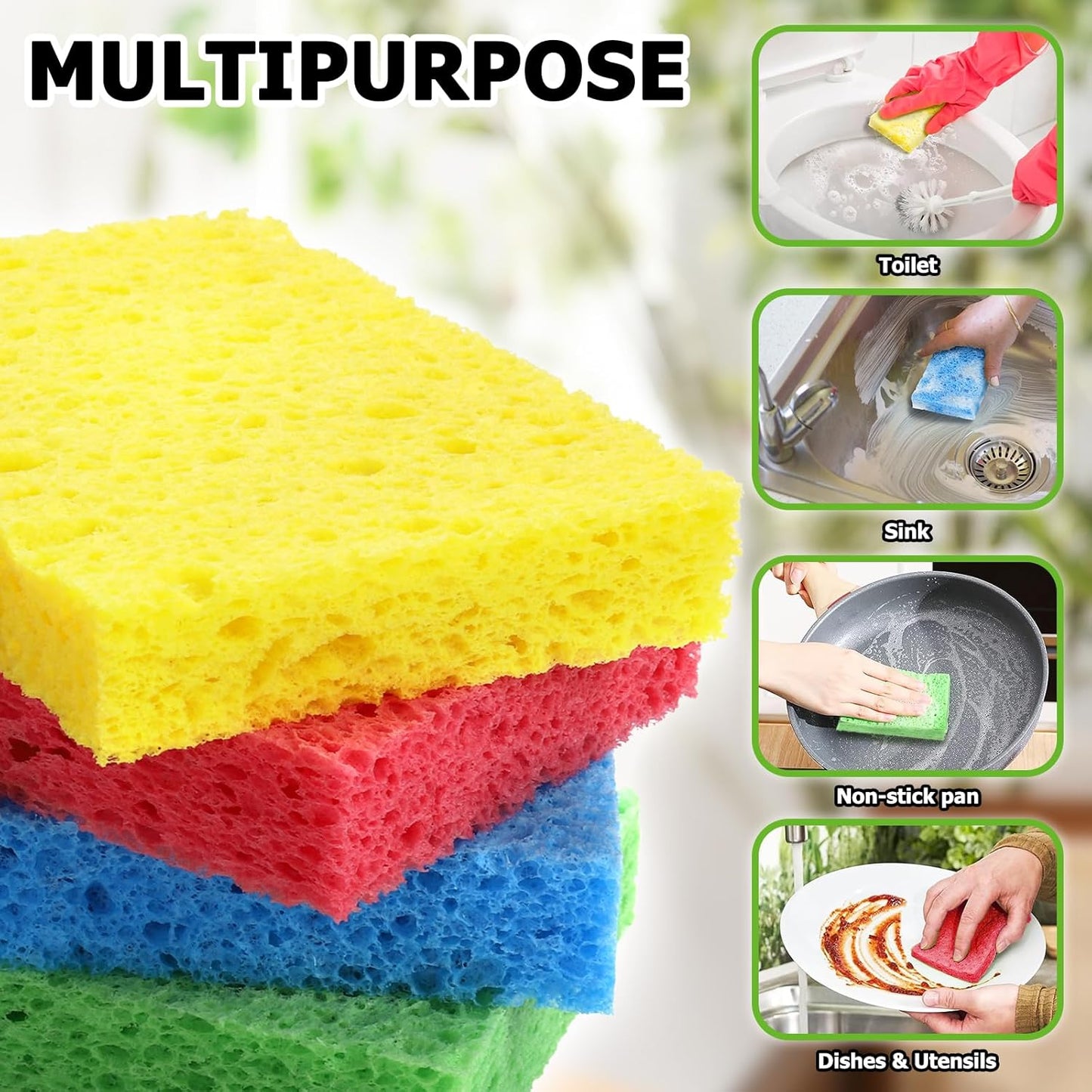 12 Pack Dishwashing Sponges Natural Cellulose Sponges Plant Based Resilient and Reusable Soft Dish Sponges for Washing Dishes DIY Craft Sponge for Fun