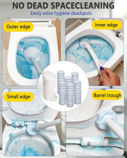 60 Count Disposable Toilet Bowl Wand Refills Compatible with Clorox Toilet Wand, Powerful Foaming Cleaner Brush Heads for Deep Cleaning & Stain Removal