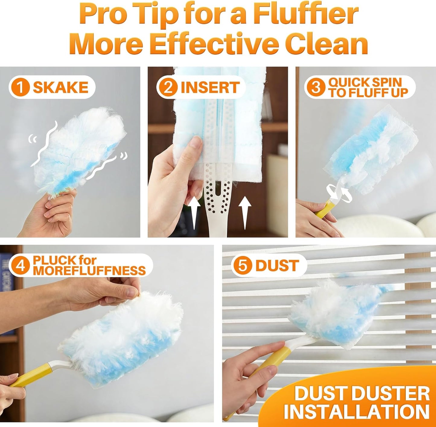 JOYMOOP Scented Telescopic Duster kit, 3FT Extendable Handle (Yellow) + 24 Yellow Refills for Swiffer Feather Duster,Easy Cleaning for Ceilings, Ceiling Fans, Blinds, Vents & Shelves