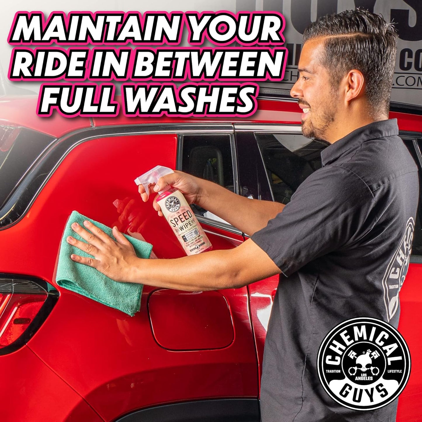Chemical Guys Speed Wipe Quick Detailer - High Gloss, Streak-Free Shine, Detail Spray for Cars, Trucks, Motorcycles, RVs, and More, Safe on Paint, Glass, Wheels, and Trim, Cherry Scent, 16 fl oz