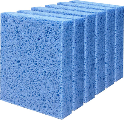 Cellulose Sponges, Large Size 4" x 6" x 1" - Heavy Duty Scrub Kitchen Sponge, Clean Tough Messes Without Scratching Kitchen Cleaning Pads, Pop Up Eco DIY (6 Pack), Green