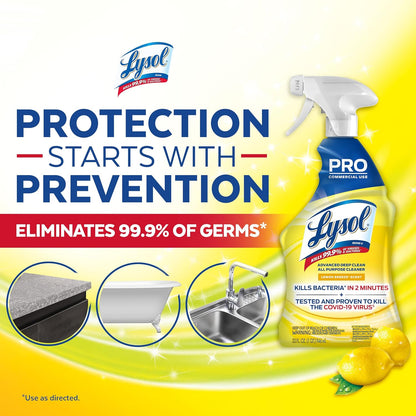 Lysol Pro All-Purpose Cleaner, Advanced Deep Cleaning Sanitizing and Disinfecting Spray, For Commercial Use, Use to Clean and Deodorize, Lemon Breeze Scent, 32oz (Pack of 1)