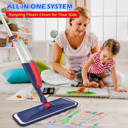Spray Wet Mops for Hardwood Floor Cleaning: MEXERRIS Floor Mop with 5 Washable Pads for Swiffer Powermop & 2 Refillable Bottles - Home Commercial Dust Dry Mops for Wood Laminate Vinyl Tiles Ceramic