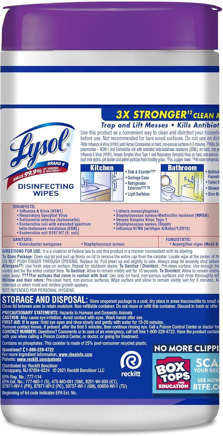 Lysol Disinfectant Wipes, Dorm Room Essentials, Multi-Surface Antibacterial Cleaning Wipes, For Disinfecting and Cleaning, Crisp Linen, 80 Count