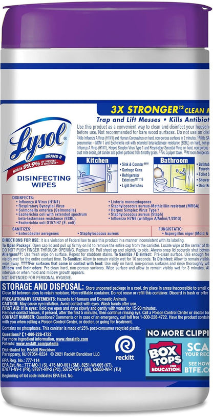 Lysol Disinfectant Wipes, Dorm Room Essentials, Multi-Surface Antibacterial Cleaning Wipes, For Disinfecting and Cleaning, Crisp Linen, 80 Count