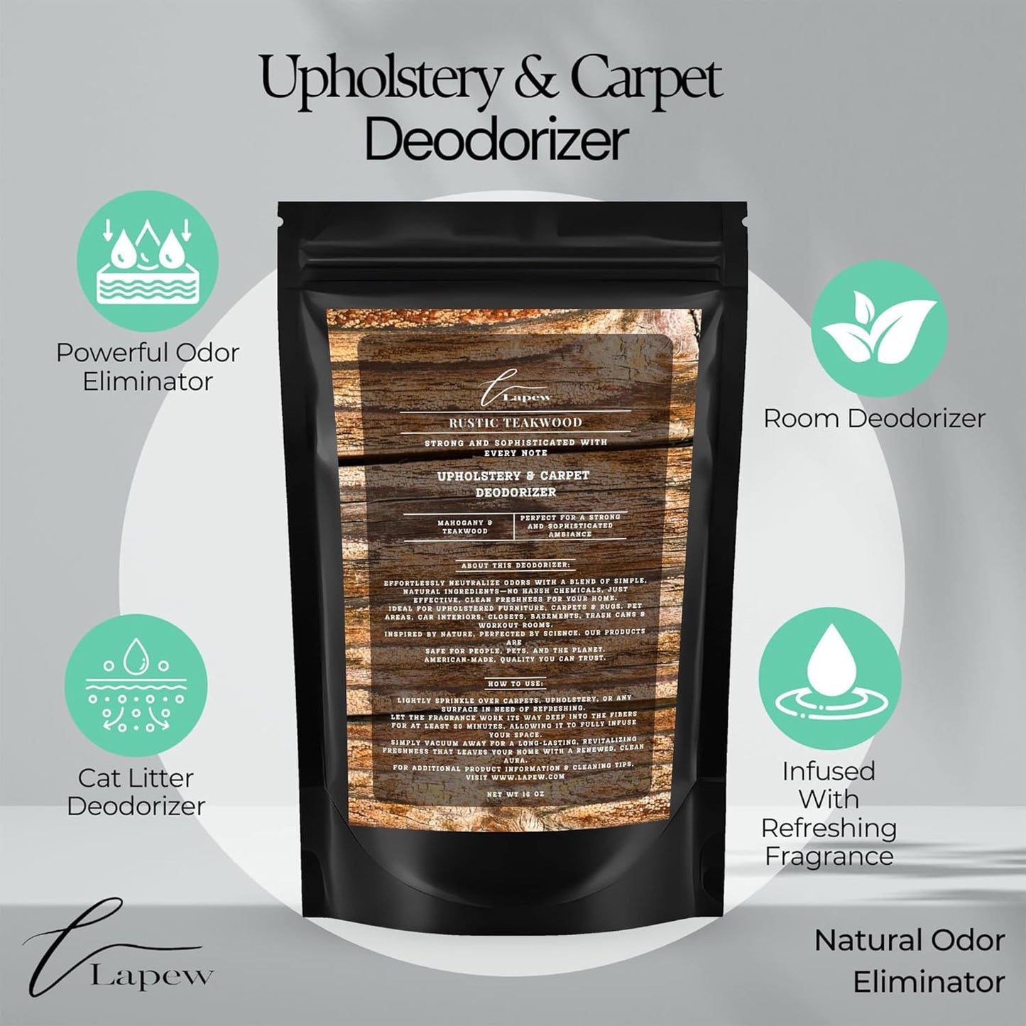 Lapew Black Sea Scented Cleaning Bundle | Carpet Deodorizer Powder (16 oz) & Mop Soap Concentrate (36 oz) | Pet-Friendly Odor Eliminator - Colors A