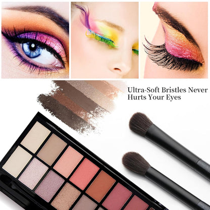 Eye Makeup Brush Set, 6 Pcs Professional Blending Eyeshadow Makeup Brushes for Concealer Eyebrows Eyeliner, Soft Hairs & Wood Handle