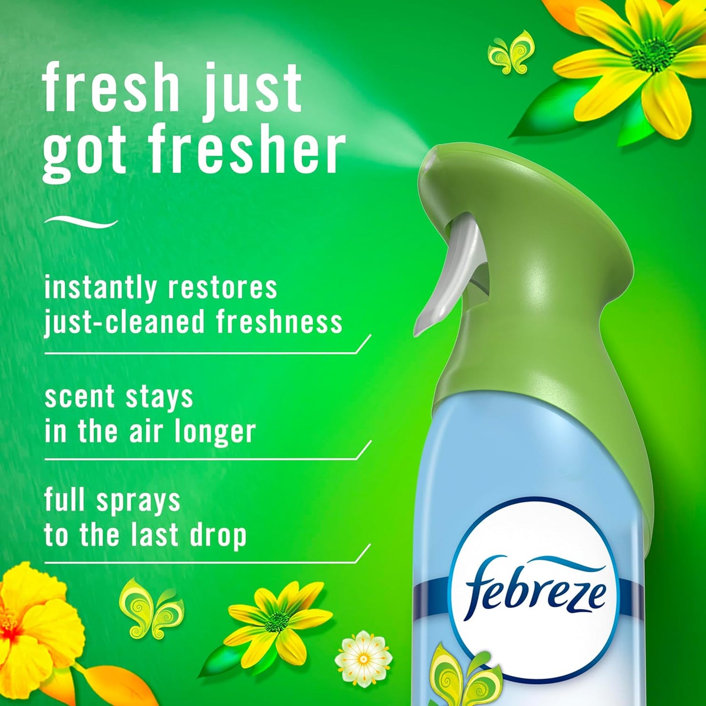 Febreze Air Mist, Air Freshener Spray, Odor Fighting Room Spray, Deodorizer for Home Bathroom Kitchen Office Apartment Dorm Room Classroom, Linen & Sky Scent, 8.1oz (Pack of 6)