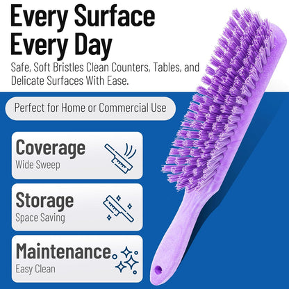 SPARTA Handheld Soft Counter Brush 8 Inch Bristle Span, Multi-Use Dust Brush with 5 Inch Handle for Tables, Countertops, and Delicate Surfaces, Polyester, Orange