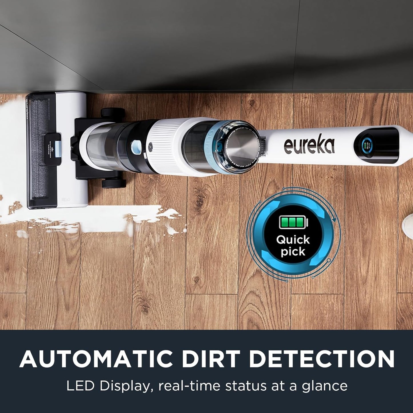 Eureka Wet Dry Vacuum Cleaner Cordless, Mop Vacuum Cleaner with Self-Cleaning System, Lightweight Hardwood Floors Vacuum for Pets and Sticky Messes, Black, NEW630PL
