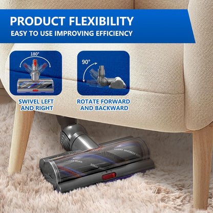 Vacuum Head Replacement Compatible with Dyson V8 V10 V11 V15 Vacuum Cleaner Upgrade Anti-Tangle Replacement Cleaner Head with Adjustable Suction Green Light Suitable for Hardwood Floor