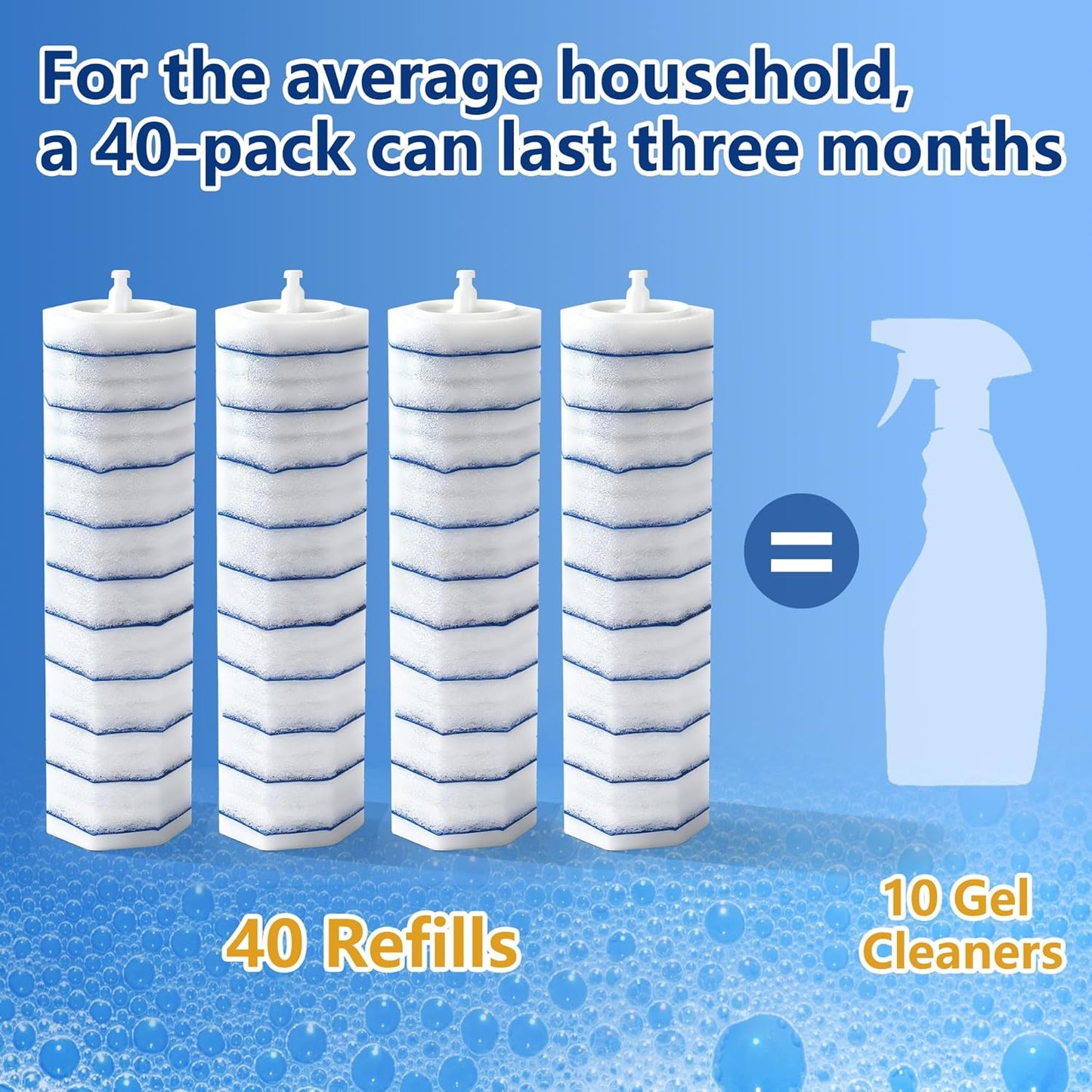 80 Toilet Wand Refills for Clorox Toilet Wand, Disposable Toilet Brush Head with Rich Foaming, Extra Thick Triple-layer Refills, Strong Cleaning & Scrubbing Power, Won't Fall Off or Fall Apart