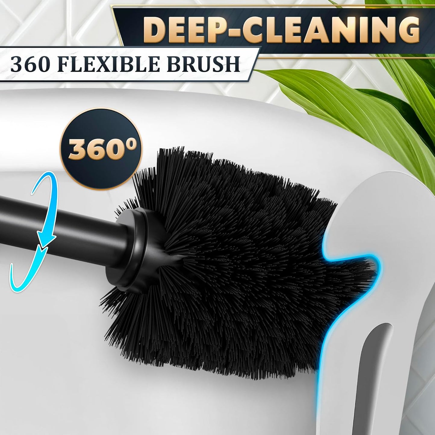 Stylish Stainless Steel Toilet Brush and Holder Set - Silver Toilet Bowl Brush and Holder with Splash Cover, Sturdy Bristles, Corrosion & Scratch Resistant - Elegant Design, Effective Deep Cleaning