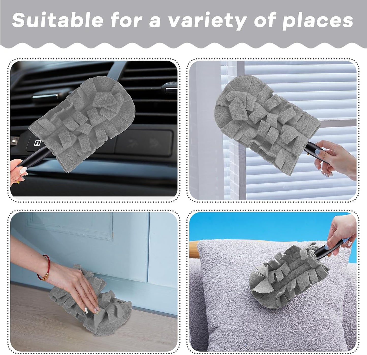 Zubebe 12 Pcs Duster Refill Reusable Fleece Duster Refills Feather Flat Dusters Multi Surface Washable Cleaning Pads Tools for Home, Blinds, Car, Pet, Furniture, Fans (Dark Color)