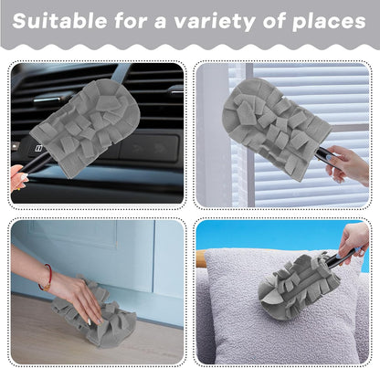 Zubebe 12 Pcs Duster Refill Reusable Fleece Duster Refills Feather Flat Dusters Multi Surface Washable Cleaning Pads Tools for Home, Blinds, Car, Pet, Furniture, Fans (Dark Color)