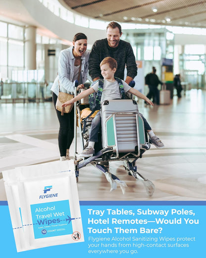 40 Count Sanitizing Wipes, 70% Alcohol, Individually Wrapped, Wet Wipes, Travel Size, Airplane Essentials