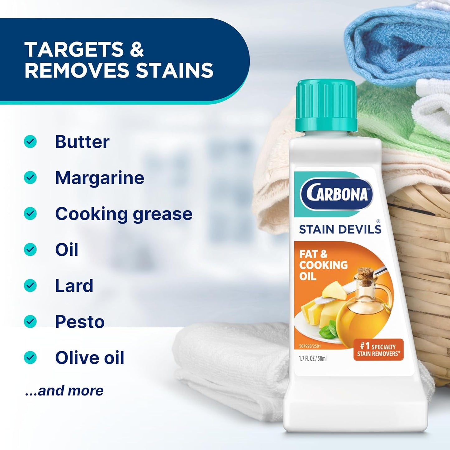 Carbona Stain Devils #6 (1.7 Fl Oz), Targeted Spot Cleaner for Grass, Dirt & Make-Up Stains, Safe on Skin & Washable Fabrics