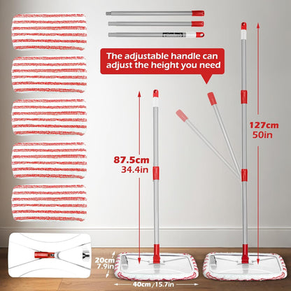 Mops for Floor Cleaning, Masthome Flat Dust Mop with 4 Reusable Pads, 2-Sided Microfiber Dust Mop for Wet & Dry Use, Flat Flip Mops for Hardwood, Laminate, Vinyl,Kitchen, Tile -1 Scraper