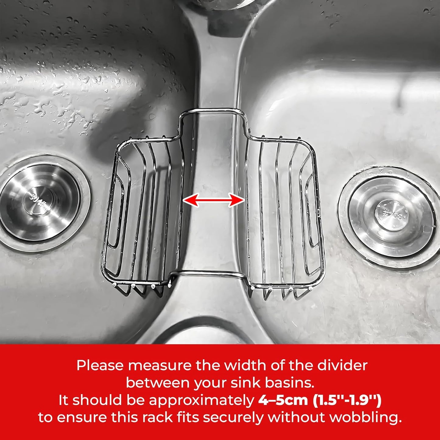 BuleVina Stainless Steel Sponge Holder for Kitchen Sink - Never Rust Hanging Saddle Double for Soap Kitchen Sink Caddy 2.2 inch, Rustproof Organizer for Dishwashing and Brush Drying