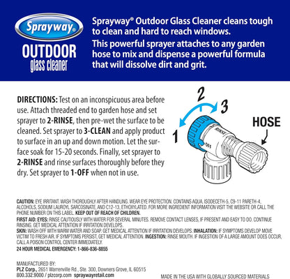 Sprayway Outdoor Glass Cleaner, 32oz | Streak-Free Shine, Foaming Action | Ideal for Windows, Patio Doors, and Outdoor Glass Surfaces