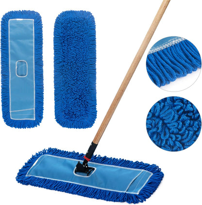 Matthew Cleaning 24'' Industrial Strength Cotton Dust Mop Refill Washable Replacement Heads for Residential & Commercial Use Fit Standard Dust Mop Frames, Hardwood, Laminate, Concrete Floors 3 Pack