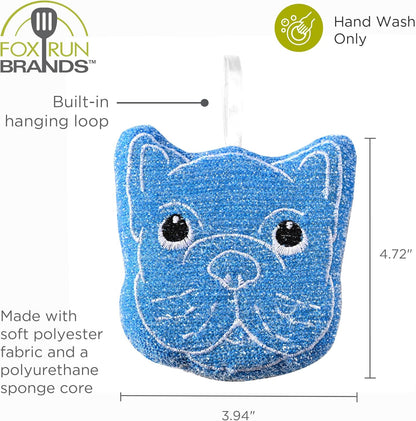 Fox Run Silicone Dish Scrubbers, Set of 6 Multi-Purpose Reusable Cleaning Brushes, Safe for Non-Stick, Blue, Cyan, and Light Purple