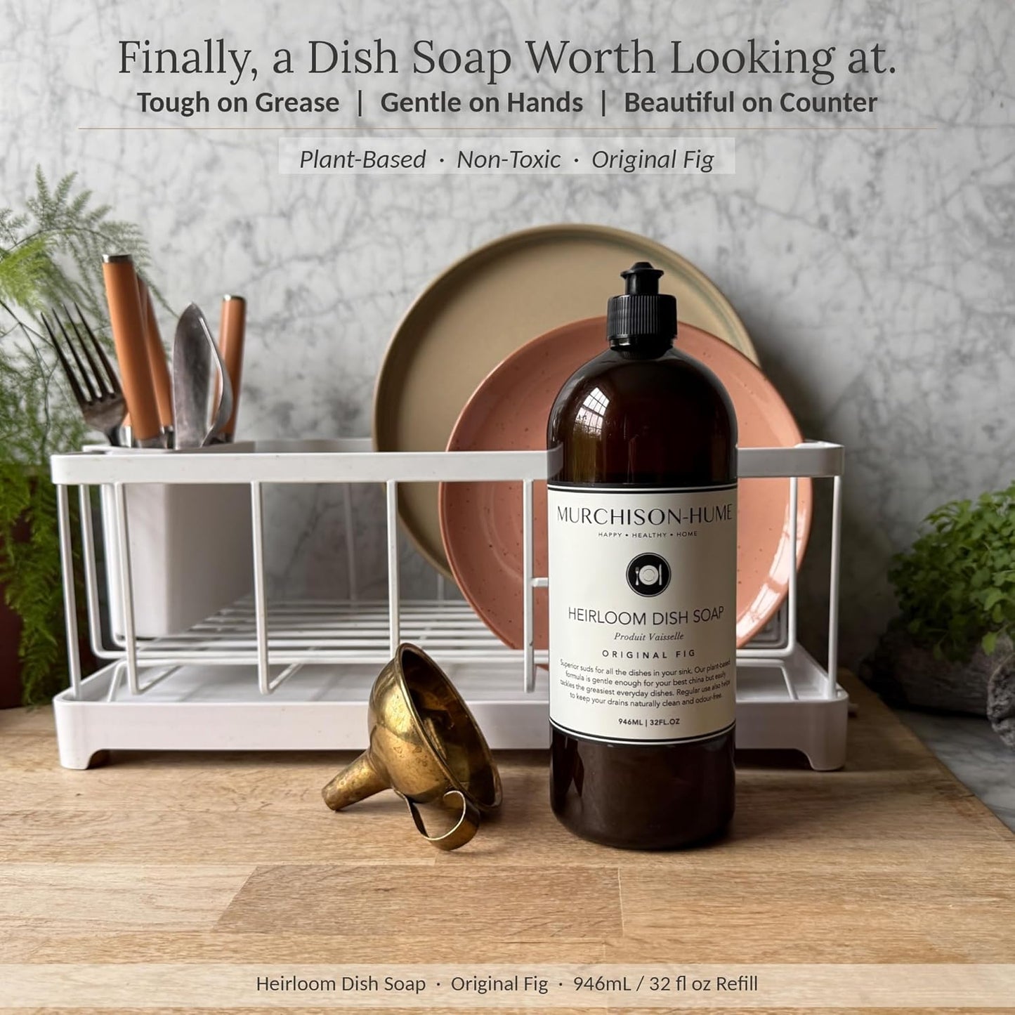 Murchison-Hume Heirloom Dish Soap | Plant-Based Dishwashing Liquid | Tough on Grease | Gentle on Hands & Sensitive Skin | Non-Toxic | Safe for Fine China | Australian White Grapefruit | 16 fl oz