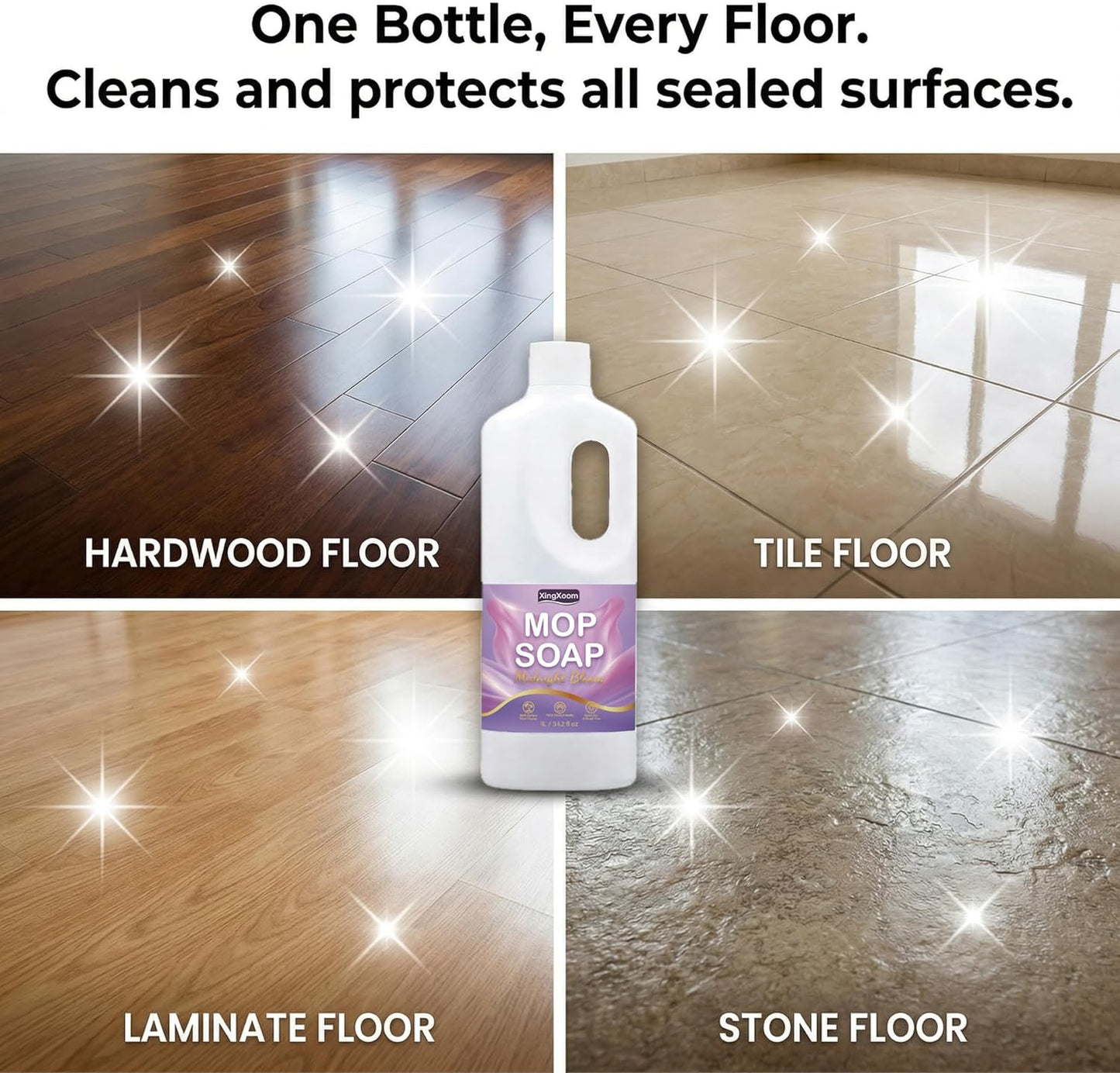 Scented Mop Soap - Premium Floor Cleaner Concentrate for Tile, Wood & Laminate, Streak-Free Low Foam Mopping Solution, Luxury Home Aromatherapy, 1L / 34.2 fl oz (Twilight Mist)