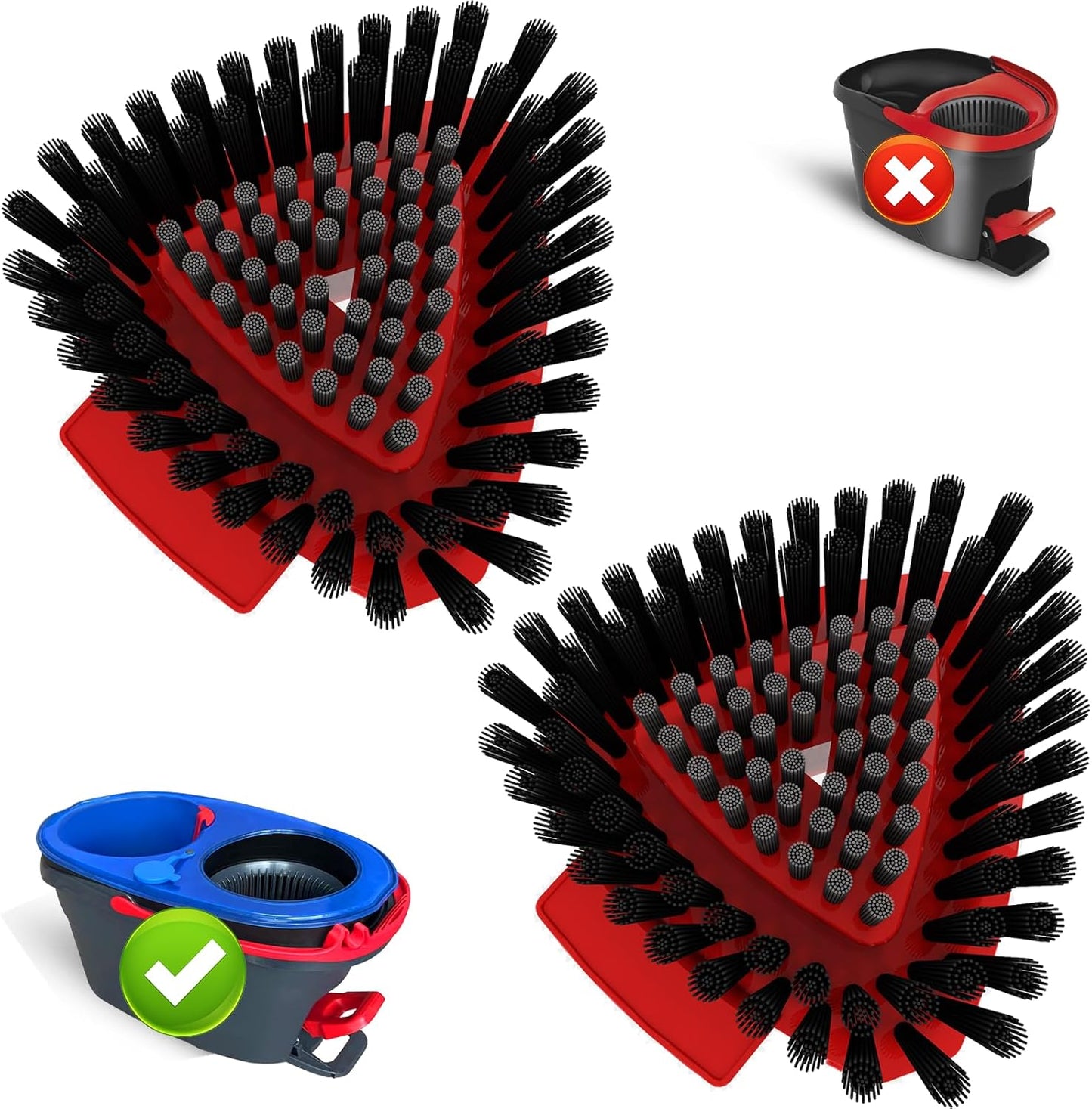2 Pack Upgrade Scrub Brush Replace Heads Compatible with O Cedar EasyWring 1 Tank Spin Mop,Mop Replacement Scrubber Head Brush,Floor Cleaning Brush,More Layers of Bristles for Bathroom, Deck, Kitchen