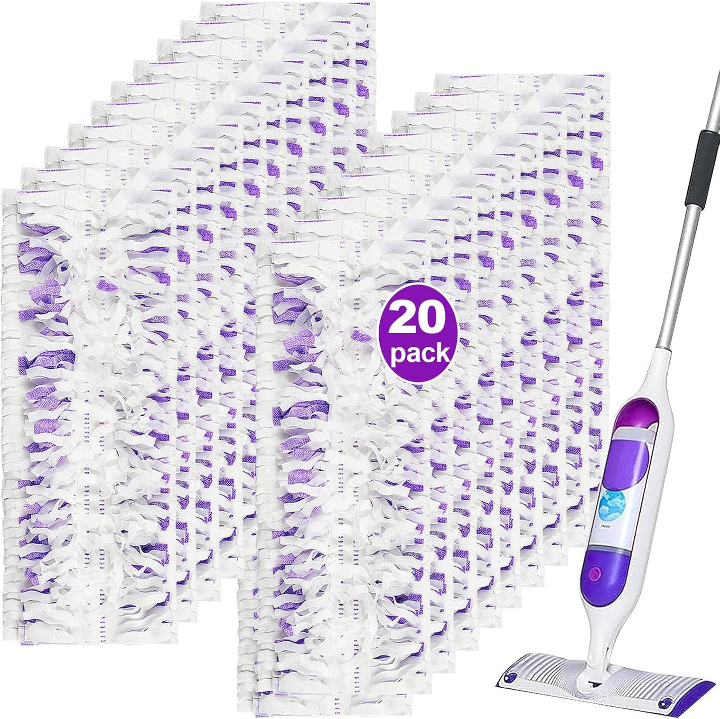 Pure Realm 40 Cout Power Mop Pads Refills for Powermop , Multi-Surface Disposablen swiffer Power Mop Pads，Unscented Spray Cleaning Repalcement Pads Refill