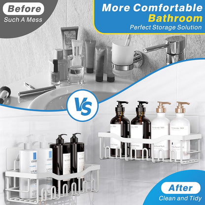 EUDELE Adhesive Shower Caddy, 5 Pack Rustproof Stainless Steel Bath Organizers With Large Capacity, No Drilling Shelves for Bathroom Storage & Home Decor