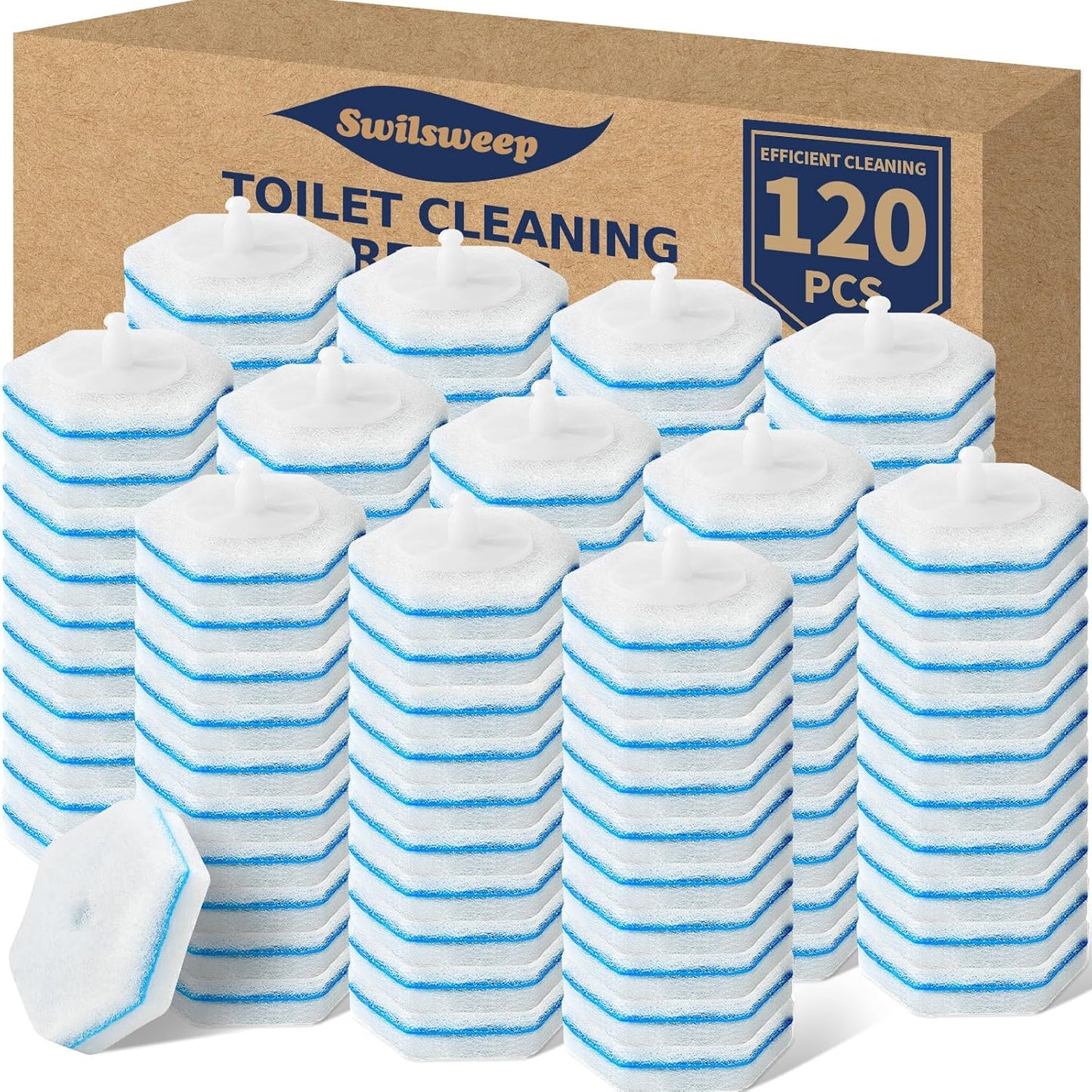 120 Count Toilet Bowl Wand Refills, Disposable Toilet Cleaner Refills, Disposable Wand Heads Compatible with Clorox and The Most Toilet Brushes