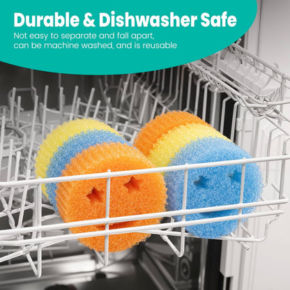 Scrub Sponge Dish Scrubber, Non Scratch Multipurpose Sponges, Temperature Controlled Dual Sided Cleaning Pads, Durable BPA Free and Odor Resistant Polymer Foam, Safe for Kitchen, Bathroom