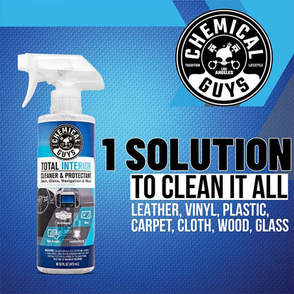 Chemical Guys Total Interior Cleaner & Protectant 16 oz with Professional Grade Microfiber Towel - Car Interior Cleaning Kit for Dash, Seats, Carpet, Glass, Vinyl, Leather, and Plastic