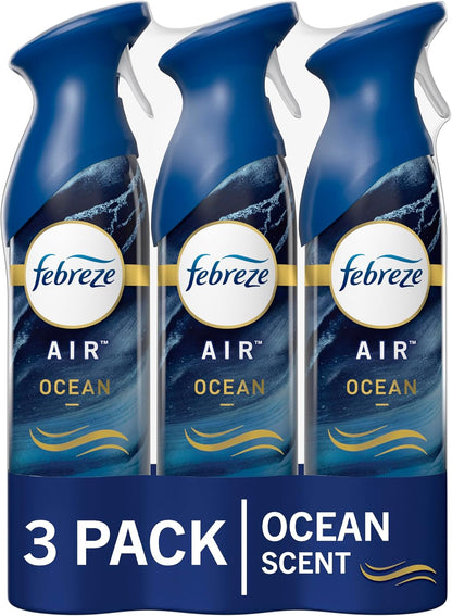 Febreze Air Mist Air Freshener Spray, Odor-Fighting Room Spray, Air Fresheners for Home and Bathroom and Kitchen, Aerosol Can, Mountain Scent, Purple, 8.8oz (Pack of 3)