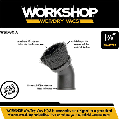 WORKSHOP Wet/Dry Vacs Shop Vacuum Accessories WS25001A Dusting Brush Attachment for Wet Dry Vacuum Cleaners, Fits 2-1/2-inch Extension Wands and Hoses