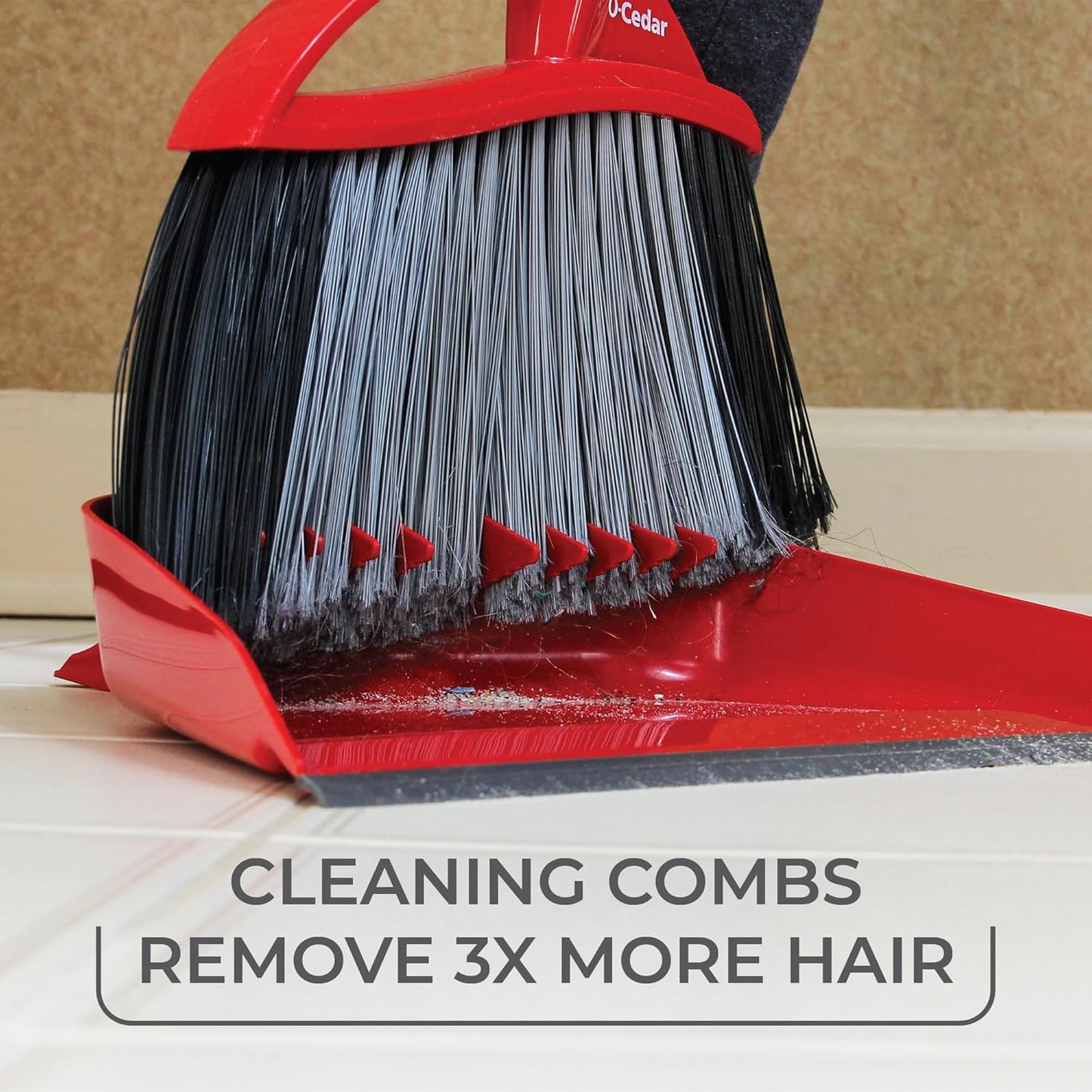 O-Cedar One Sweep Broom with Step-On Dustpan | Remove 99% with One | Lightweight Quiet Cleaning Tool | Ideal for Pet Owners