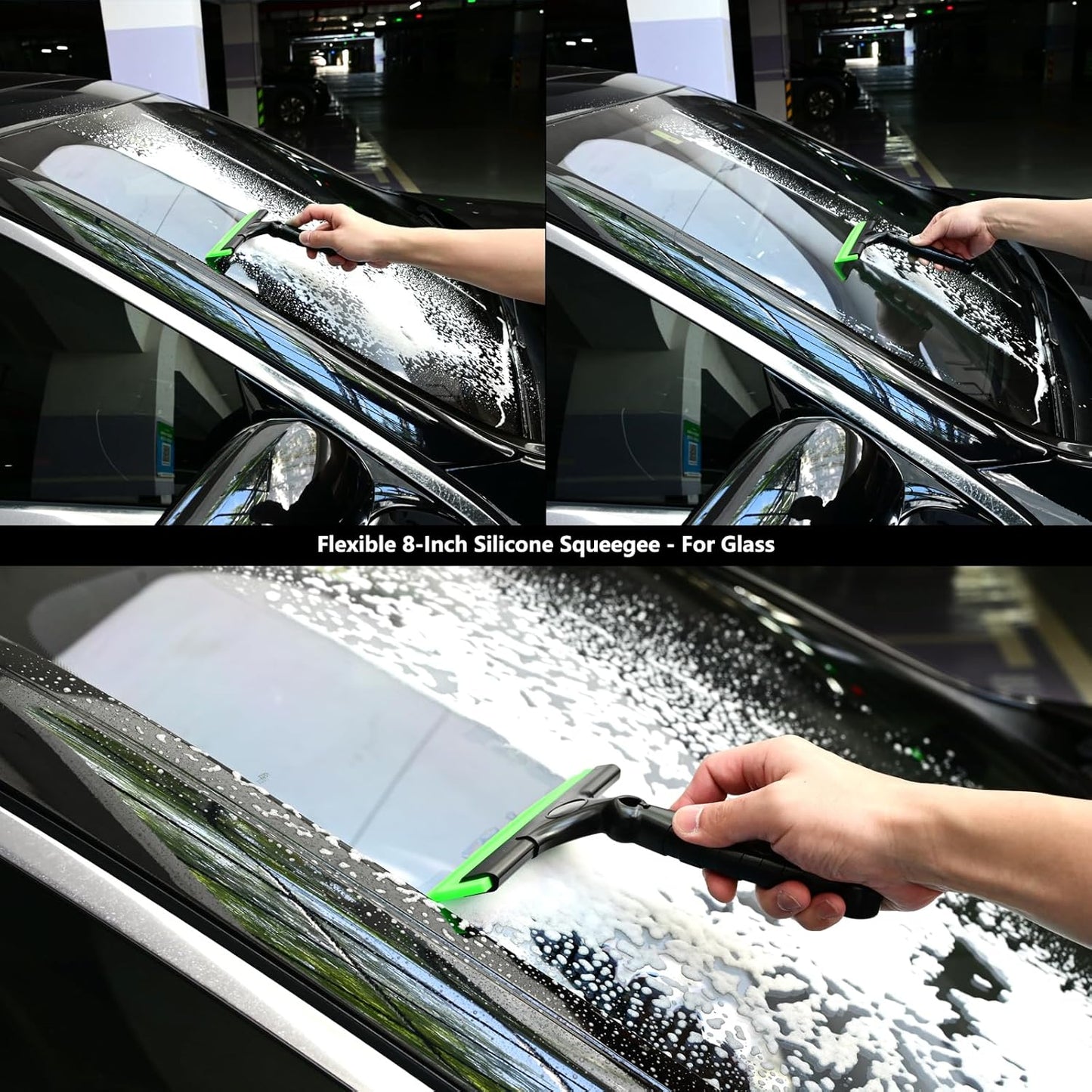 EHDIS 2PCS Flexible 8-Inch Silicone Squeegee Window Tint Tool Auto Water Blade, Shower Squeegee for Car Windshield, Glass, Tiles, and Smooth Surfaces