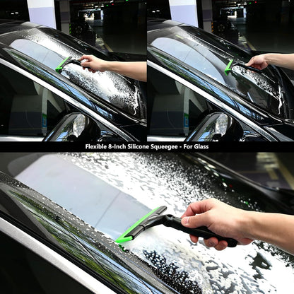 EHDIS 2PCS Flexible 8-Inch Silicone Squeegee Window Tint Tool Auto Water Blade, Shower Squeegee for Car Windshield, Glass, Tiles, and Smooth Surfaces